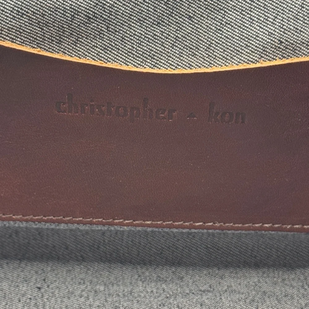 Christopher Kon  Brown Leather crocodile embossed  kiss lock  Clutch